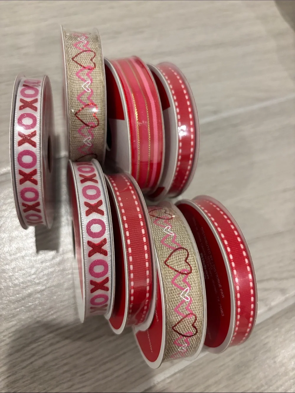 Bundle 8 Ribbon sets Red and Pink Heart love Valentine